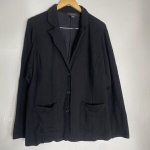 Tahari Sweater Blazer Womens 2X Black Stretch Knit Jersey Jacket Workwear Office